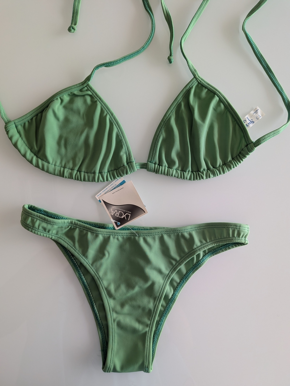 Women's Solid Green Triangle Halter Bikini Set 2 Piece Bikini Set Swimwear S NWT